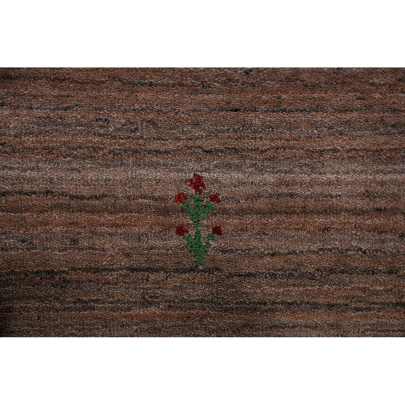 Brown Gabbeh Area Rug Handmade Tribal Oriental Wool Carpet - 8'2" x 9'10"