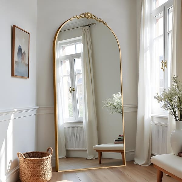 Aluminum Alloy Fine Edge Right Angle Full Length Mirror - 71"x34" - Gold-Arch