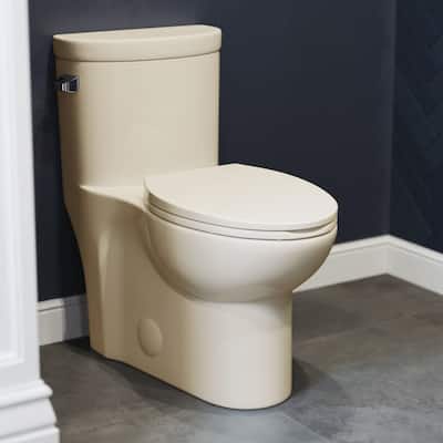 Sublime One Piece Elongated Left Side Flush Handle Toilet In Bisque 1.28 gpf
