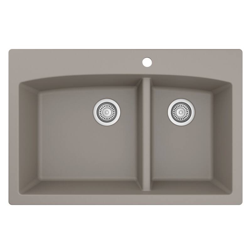 Karran Drop-In Quartz 33 in. 1-Hole 60/40 Double Bowl Kitchen Sink Kit