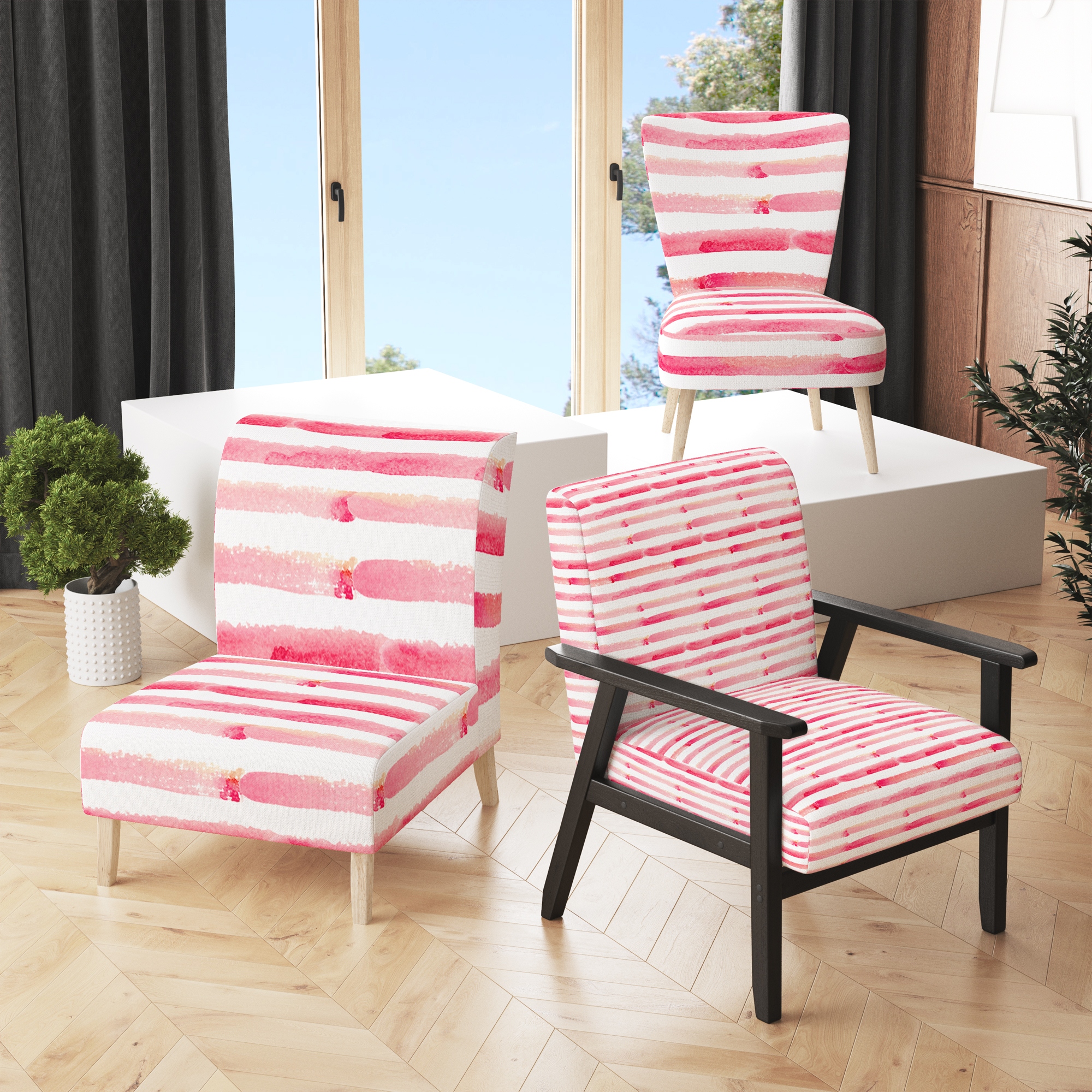 Pink deals striped chair