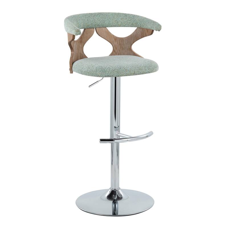 Carson Carrington Viby Adjustable Bar Stool with Rounded T Footrest (Set of 2) - Seafoam Green Fabric/White Washed/Chrome