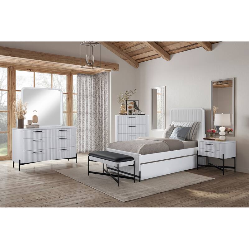 Full Size Solid Wood Trundle Bed with Reeded Fronts and Birch Veneer