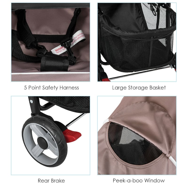 Costway Foldable Lightweight Baby Stroller Travel Pushchair 5-Point - See Details