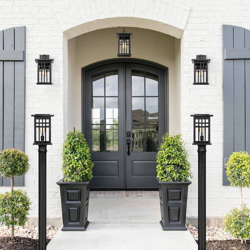 Modern Farmhouse Outdoor Wall Light with Clear Glass for Front Porch