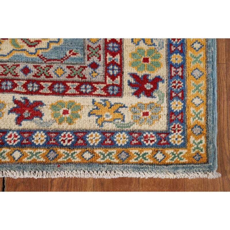 Geometric Kazak Oriental Runner Rug Hallway Handmade Wool Carpet - 2'8" x 9'4"