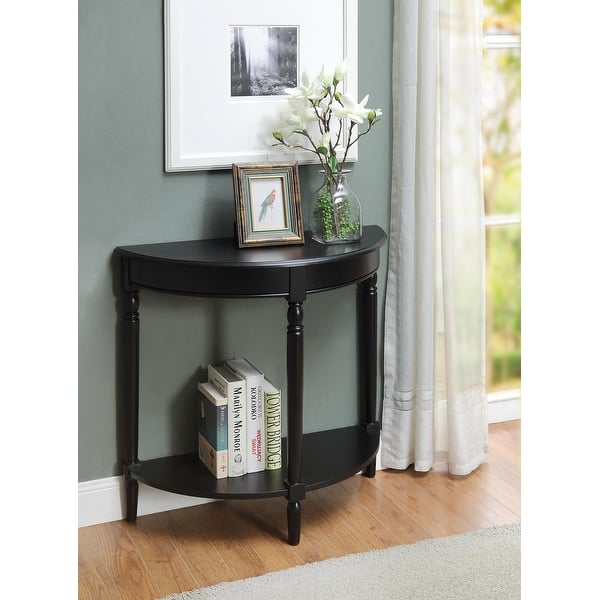 slide 2 of 20, Convenience Concepts French Country Half-Round Entryway Table with Shelf Black