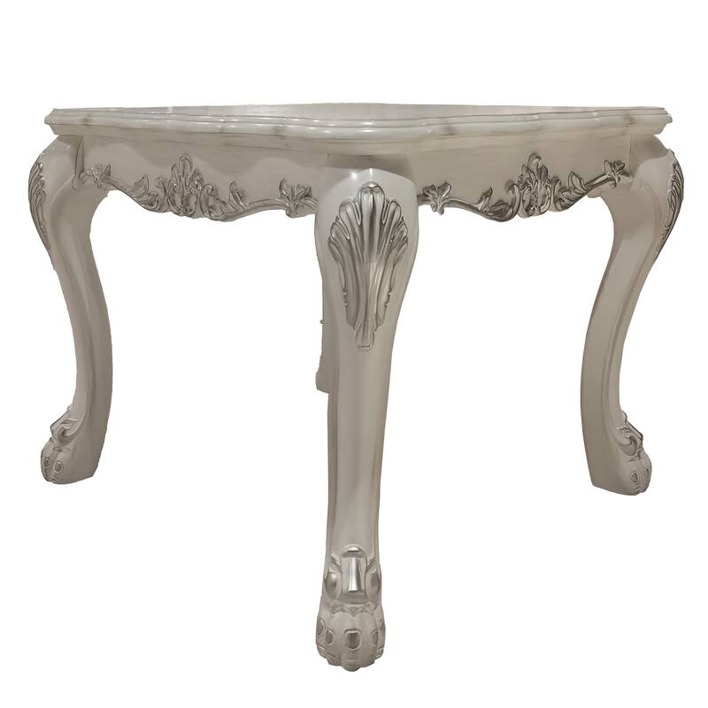 Bone White End Table With Claw Leg