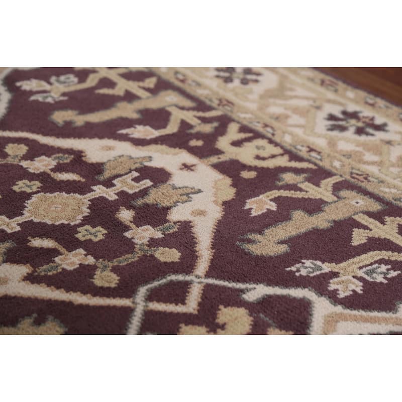 All-Over Oushak Indian Area Rug Handmade Wool Carpet - 4'2"x 6'5"