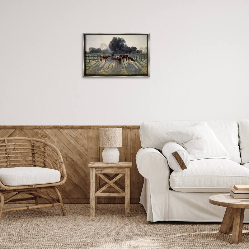 Stupell Elioth Gruner Morning Cows Framed Floater Canvas Wall Art Design By Arlington Prints