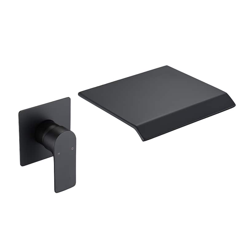 Modern Single Handle Wall Mounted Waterfall Bathroom Bathtub Sink Faucet with Rough Valve and High Flow Filler, Splash Proof