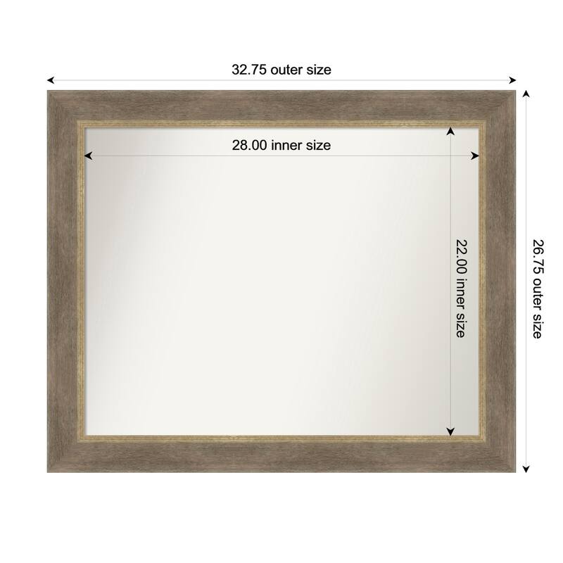 Driftwood Tan Non-Beveled Wood Framed Wall Mirror - Driftwood Tan - 33 x 27 in