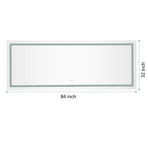 84 x 32 inch Bathroom Vanity Mirror Wall Mounted Anti-Fog Dimmable ...