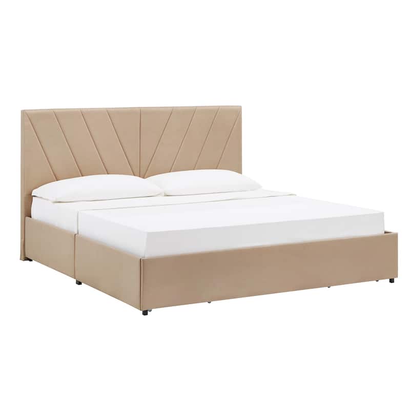 Arlert V-Channel Headboard Storage Platform Bed by iNSPIRE Q Modern - King
