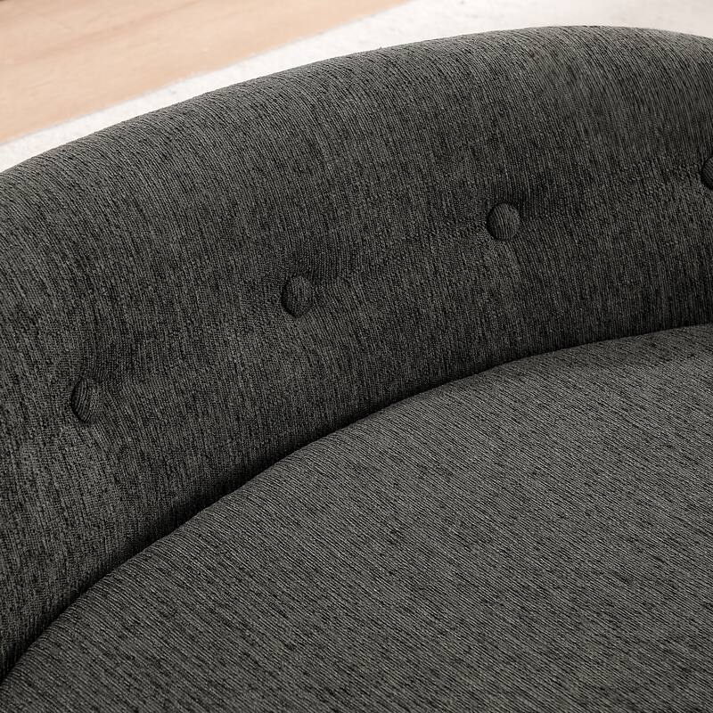 Oval Semi-Enclosed Dog Sofa, Durable Linen Material, Button-Tufted Backrest, High-Center Low-Sides Support Plush Comfort-Beige