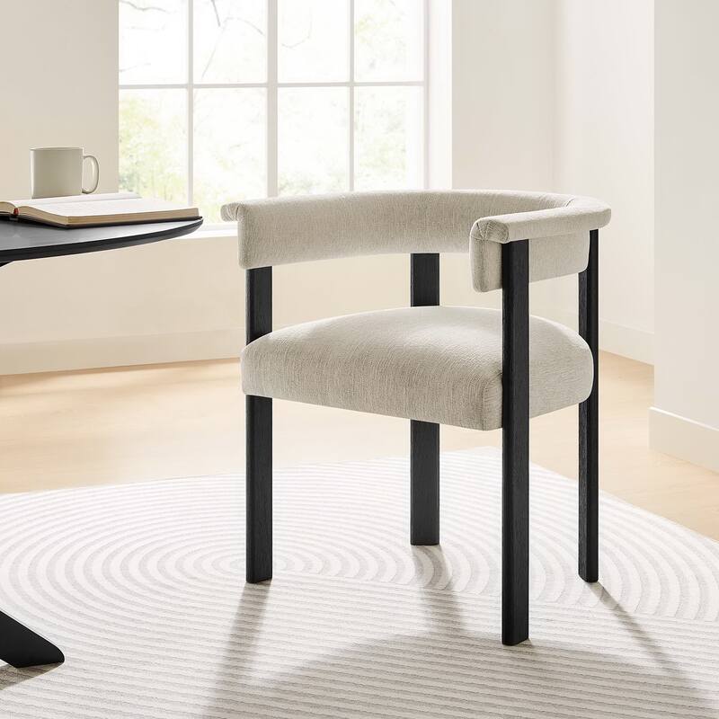 Imogen Barrel Dining Chairs - Set of 2 - Heathered Weave Ivory Black