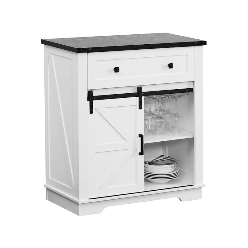 Farmhouse Coffee Bar Cabinet,Kitchen Buffet and Sideboard for Dining Room, Living Room, Entryway - White
