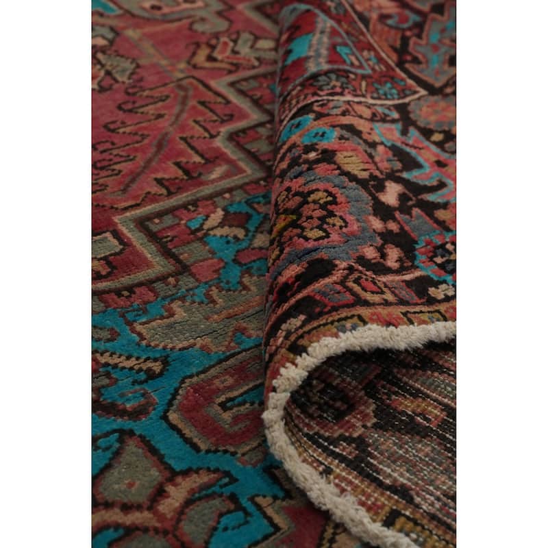 Hand Knotted Oriental 100% Wool Carpet Traditional Medallion Pink Heriz Area Rug - 12' 9'' X 9' 9''