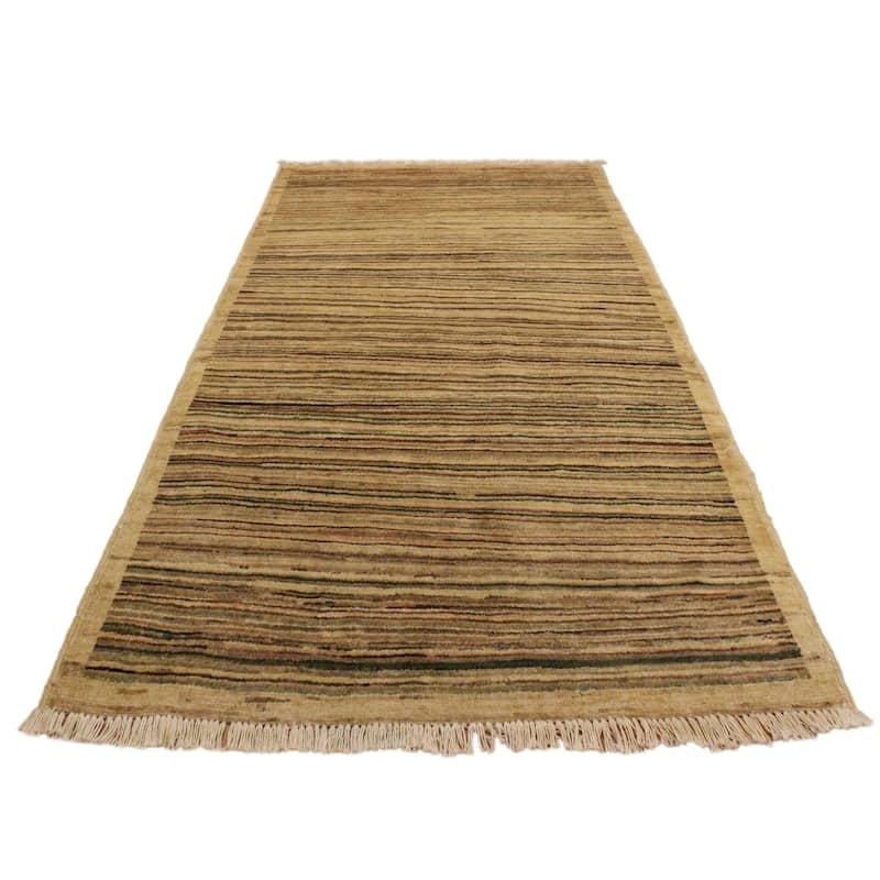 Modern Minimalist Gabbeh Hand Knotted Wool Area Rug