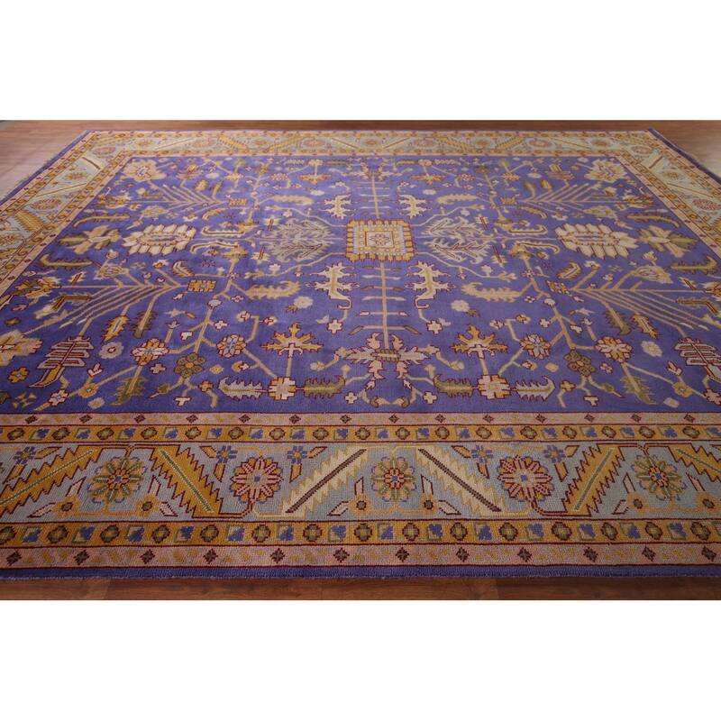 Purple Oushak Large Indian Area Rug Handmade Wool Carpet - 11'9"x 14'8"