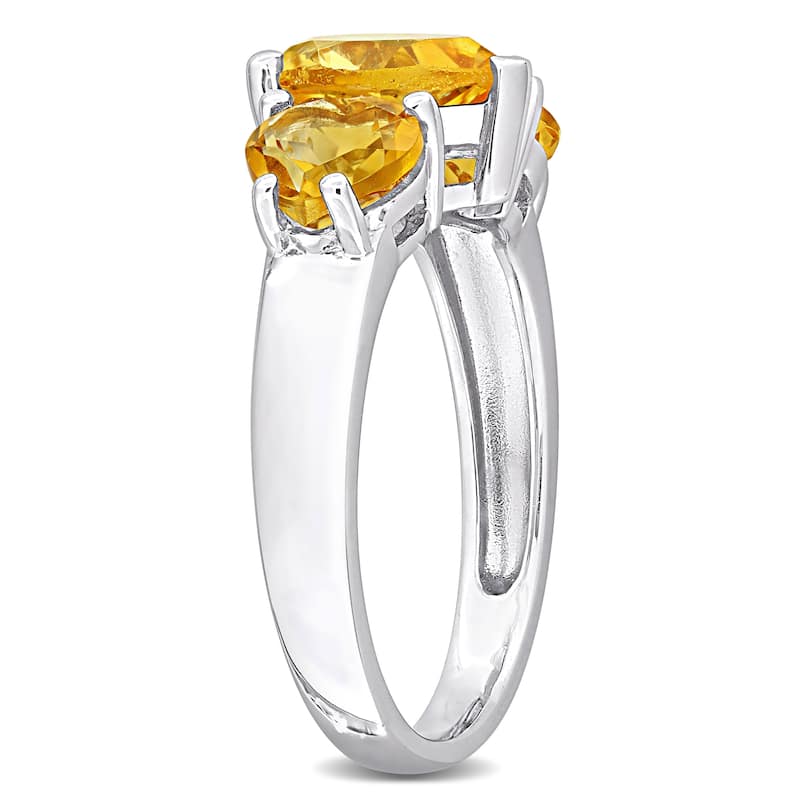 Miadora 3 1/10ct TGW Citrine 3-Stone Heart Ring in Sterling Silver