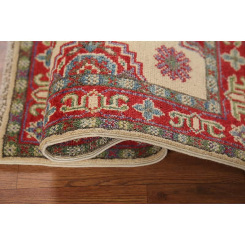 Geometric Kazak Accent Rug Handmade Oriental Wool Carpet - 2'1"x 2'10"