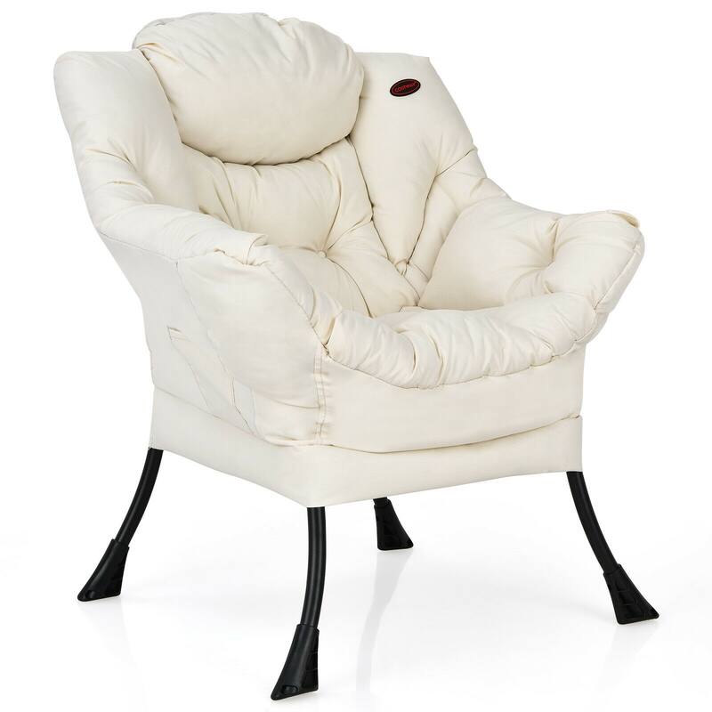 Modern Polyester Fabric Lazy Chair with Side Pocket - 32" x 29.5" x 37.5"