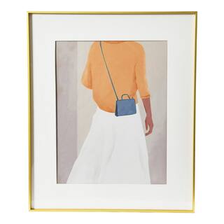 Abstract Figure and Purse Print with Brushed Gold Metal Frame