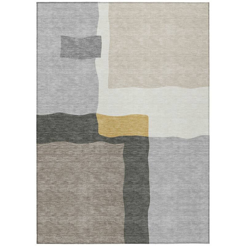 Machine Washable Indoor/ Outdoor Contemporary Blox Chantille Rug