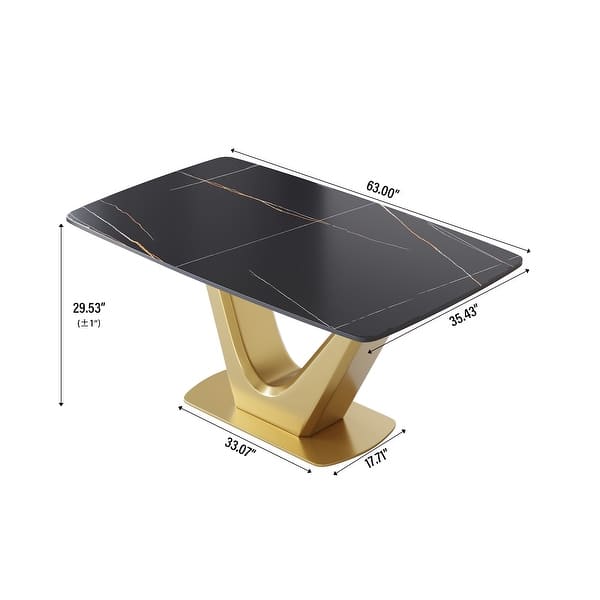 Rectangle Marble Dining Table Slate Kitchen Table with V Shape Pedestal Bed Bath & Beyond
