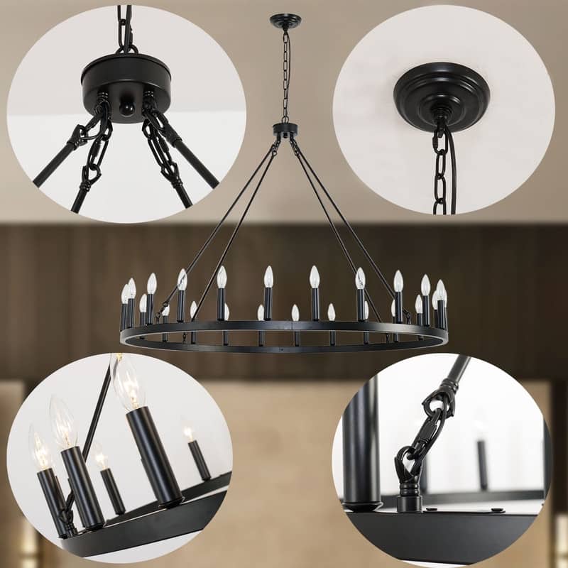 Wagon Wheel Chandelier 24 Light 48-Inch, Extra Large Modern Chandelier - 48IN