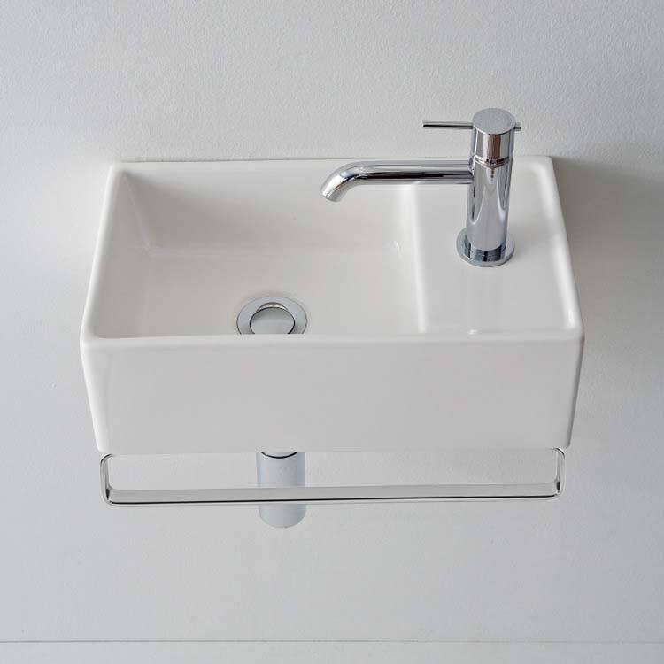 Nameeks Scarabeo 16-1/9" Ceramic Wall Mount Bathroom Sink with One - White