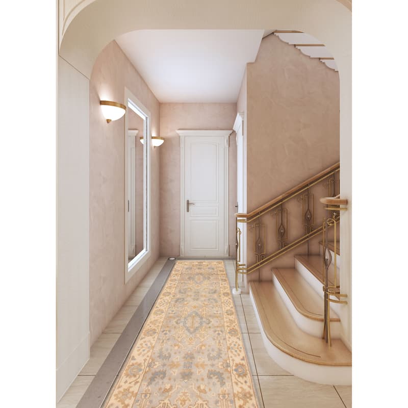ECARPETGALLERY Hand-knotted Royal Oushak Light Grey Wool Rug - 2'6 x 10'1
