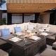 preview thumbnail 14 of 16, Direct Wicker Ellington Rectangle Gas Firepit Rattan Dining Table