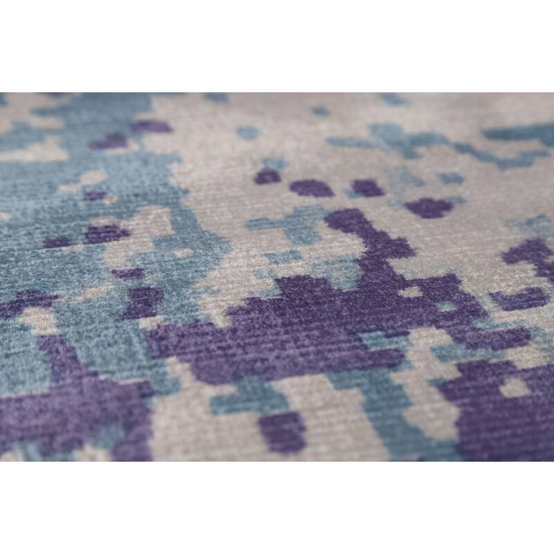 Contemporary Abstract Indian Rug Hand-Knotted Dining Room Wool Carpet - 9'8"x 12'9"