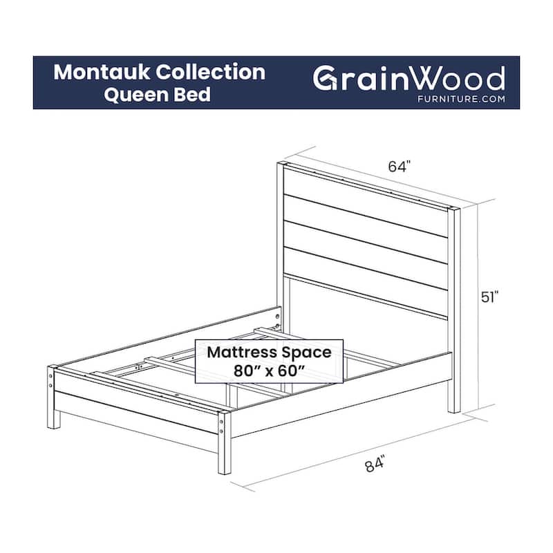 Grain Wood Furniture Montauk Distressed Solid Wood Panel Bed