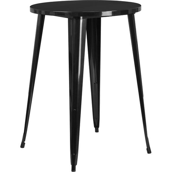 Collins Round 30'' Black Metal Bar Height Table for Indoor/Outdoor