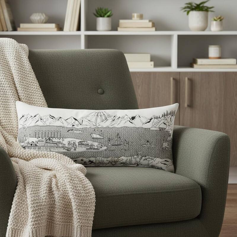 HomeRoots 14" X 35" Cream Homer Spit Daylight Skyline Lumbar Decorative Pillow