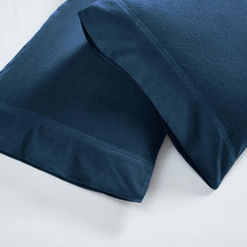 Superior Solid Flannel Cotton Fuzzy Pillowcases, Set of 2