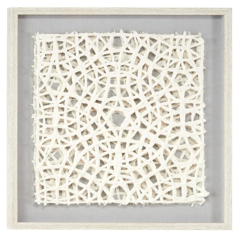 Paper Geometric Handmade 3D Origami Shadow Box with Gray Canvas Backing - White - Roche River Decor