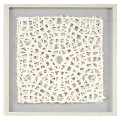 Paper Geometric Handmade 3D Origami Shadow Box with Gray Canvas Backing - White - Roche River Decor