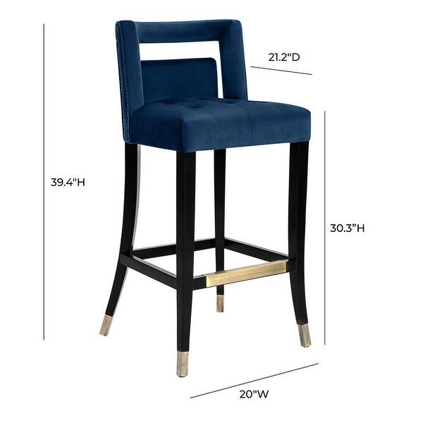 dimension image slide 1 of 2, Hart Velvet Bar Stool
