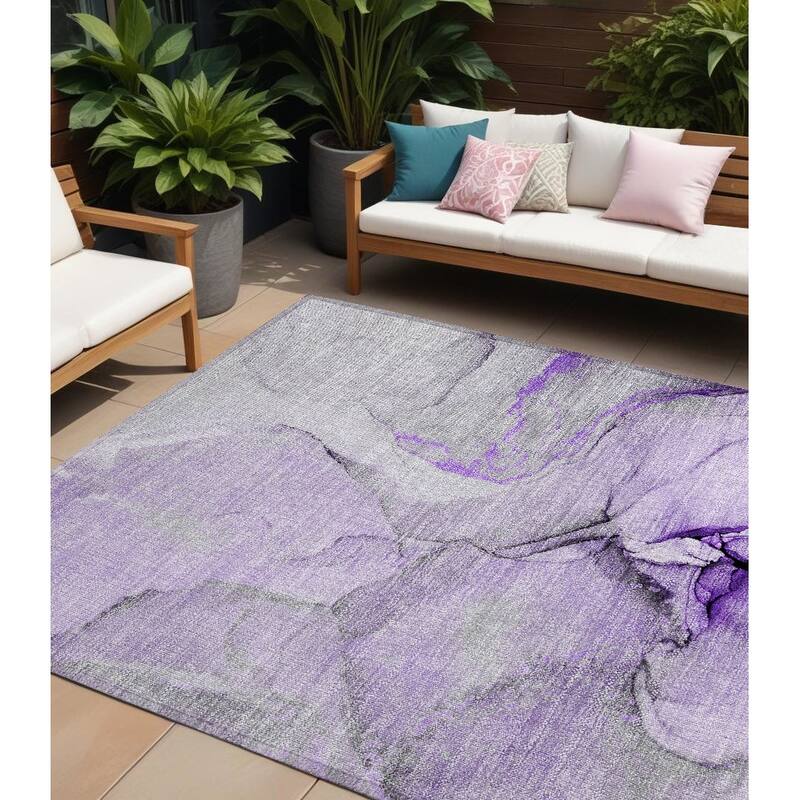 Allu Unique Abstract Weather Resistant Blended Style Outdoor Rug - 9' X 12' - Multi
