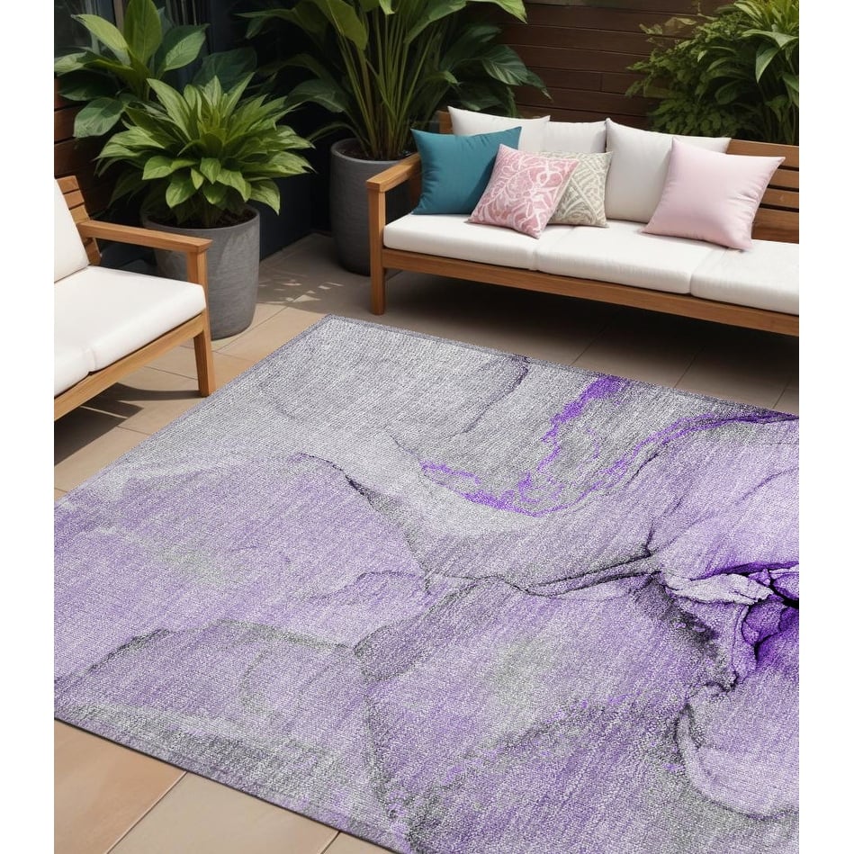 Allu Unique Abstract Weather Resistant Blended Style Outdoor Rug