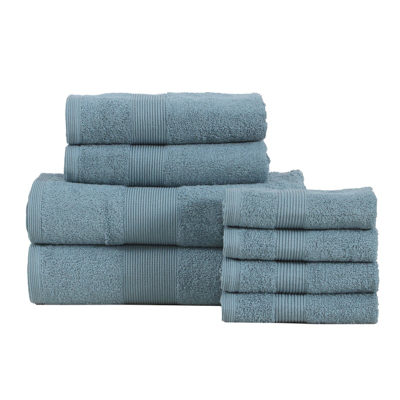 Fabstyles 8 Piece Plush Cotton Towel Set - Teal Blue