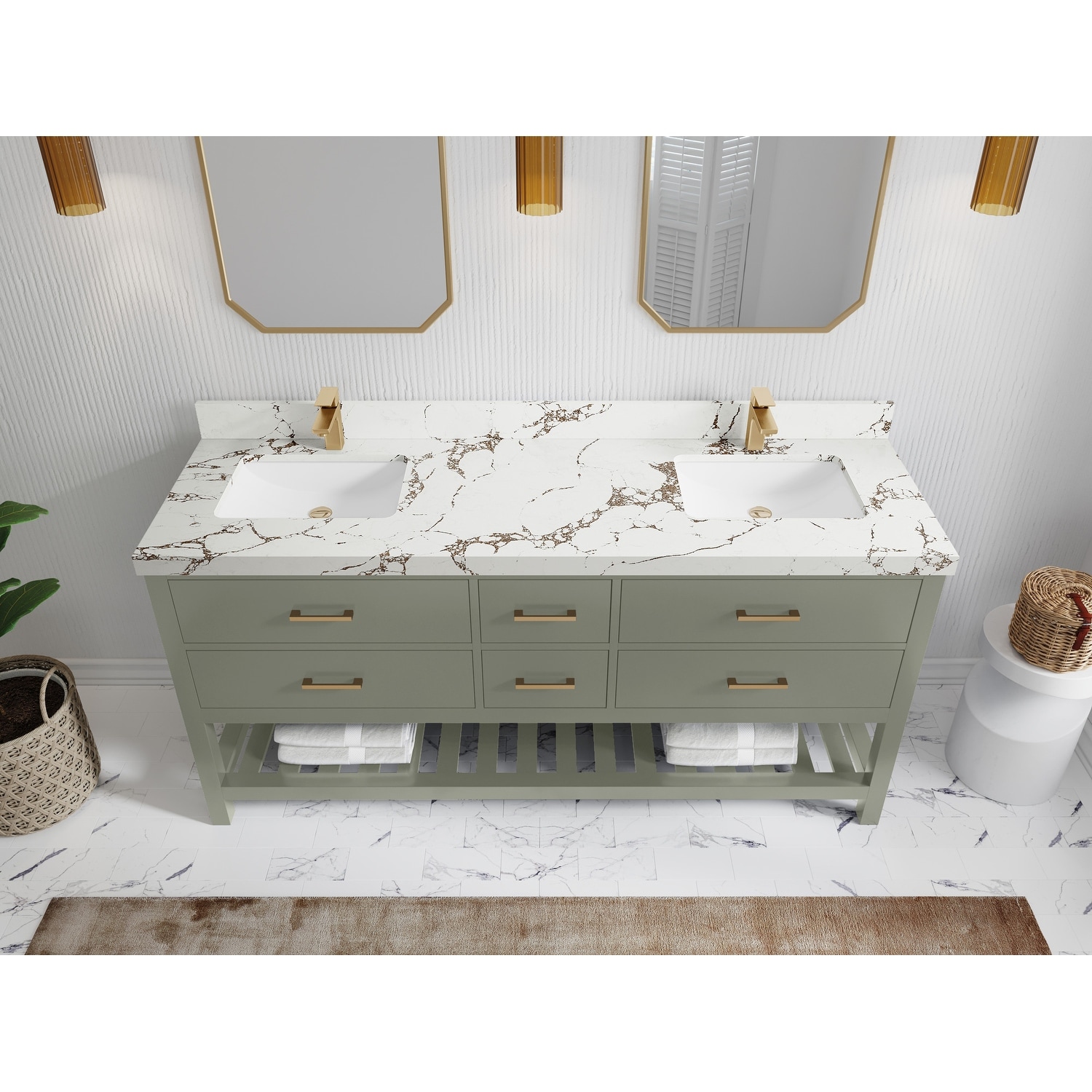Willow Collections 72 in. W x 22 in. D Parker Double Sink Bathroom Vanity with Countertop