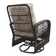 preview thumbnail 15 of 18, 3 Pieces Outdoor Wicker Swivel Rocker Set with Glass Top Side Table