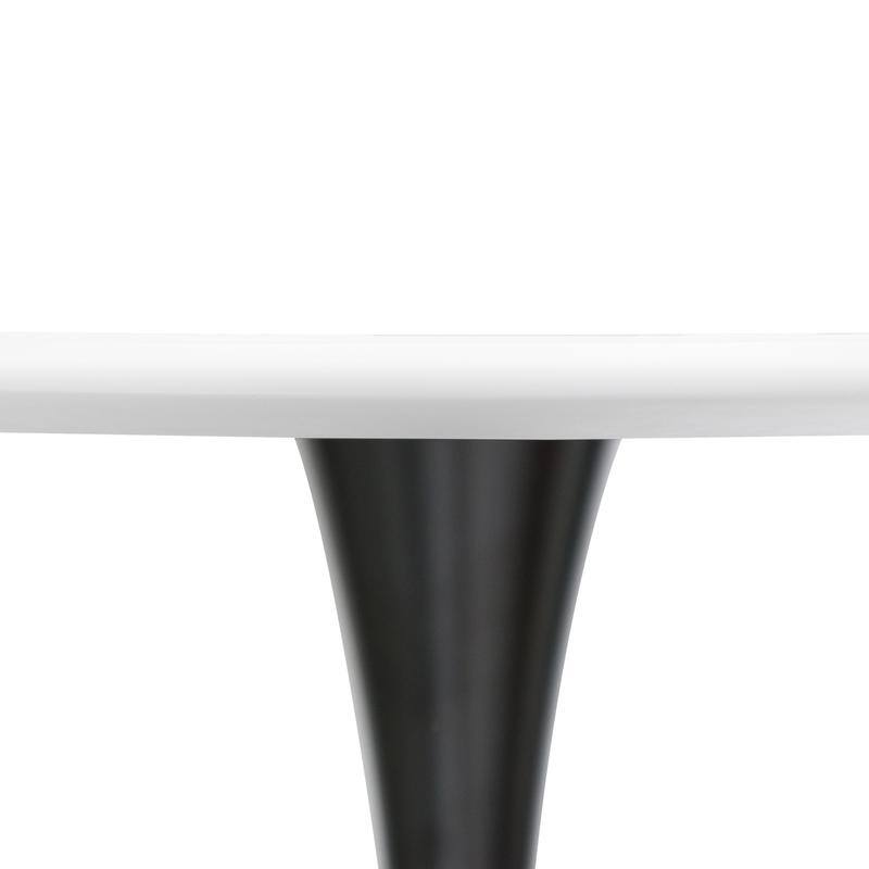 LeisureMod Bristol 24" Round Dining Table for 4 with MDF Wood Tabletop in Black Steel for Kitchen & Dining Room