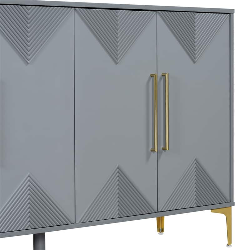 Wood 4-Door Cabinet with Metal Legs