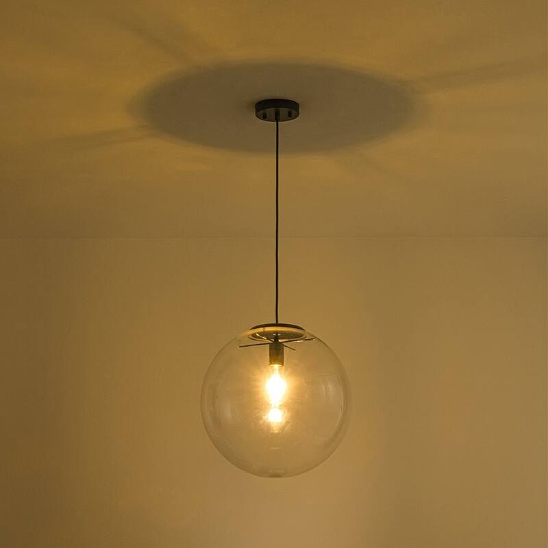 Minimalism Single-Light Clear Glass Globe Pendant - 15.7 in